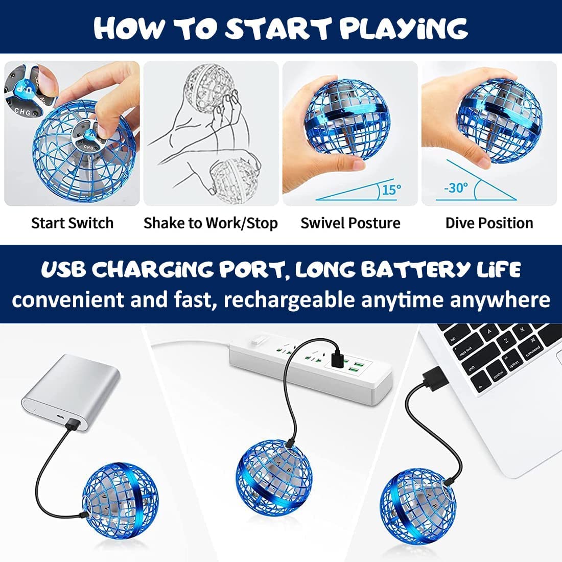 Magic Boomerang Spinner – Rechargeable LED Flying Ball Toy