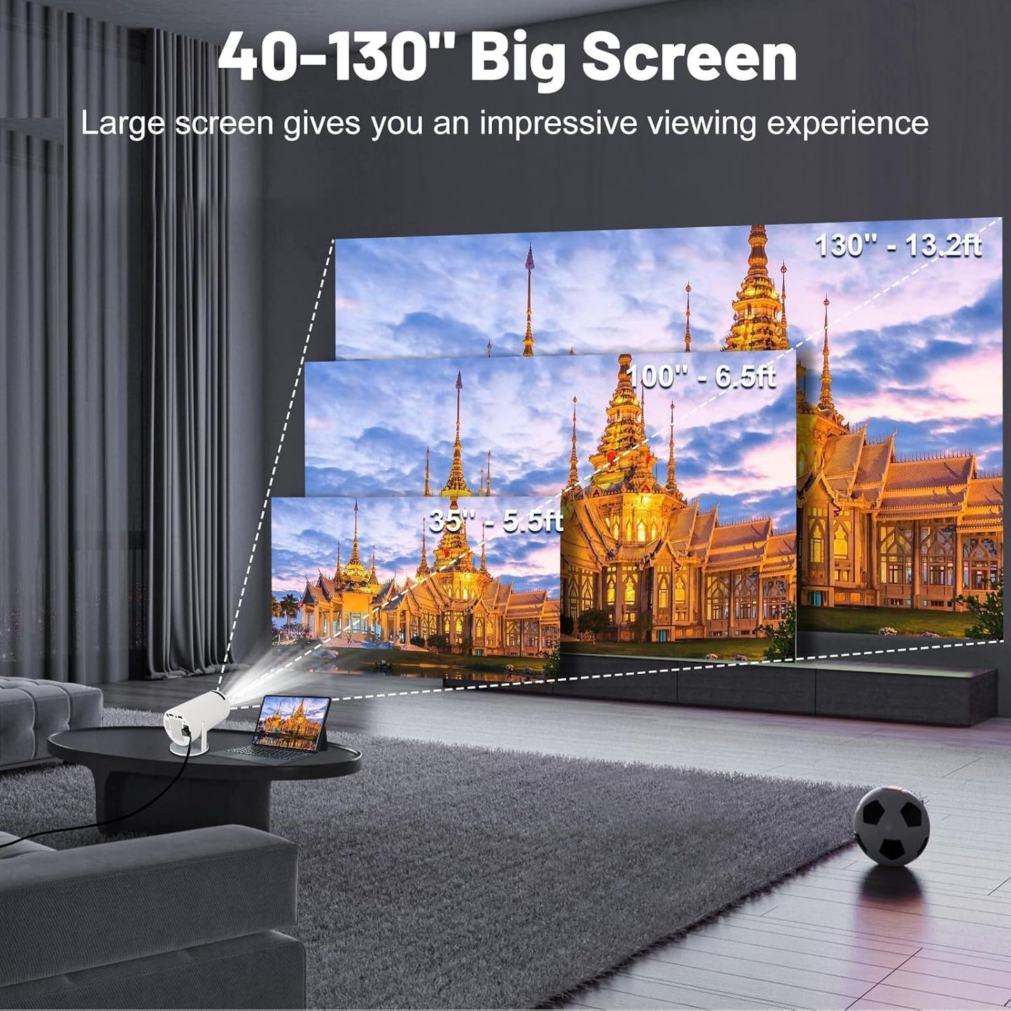 📽️ Smart 4K Mini Projector – 📡 WiFi, 🎧 BT 5.0, 🤖 Android 11, 🔄 180° Rotate